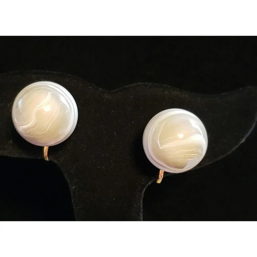 Vintage Gray & White Lucite Clip-On Earring-‎ Mid-Century Modern Earrings bc-12